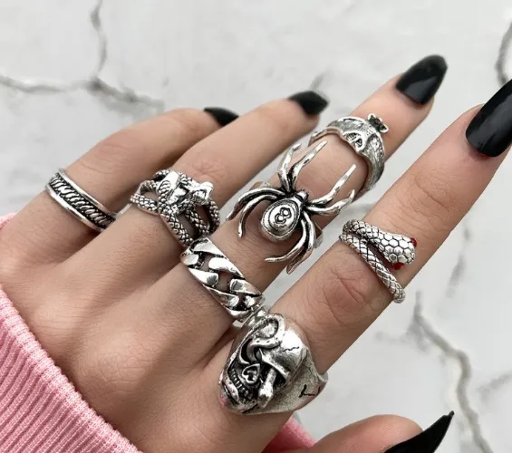 Rings Set Gothic Accessories