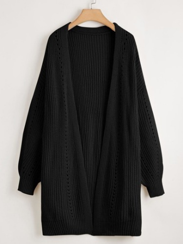 Ribbed Knit Drop Shoulder Cardigan