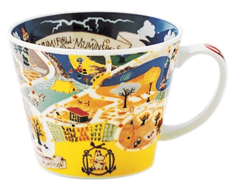 Moomin Valley Map Design Soup Mug Cup Yamaka Japan - 