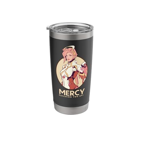 Overwatch 2 Mercy Patching You Up Nurse Icon Circle Stainless Steel Insulated Tumbler - 20 oz - Black