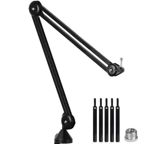 LANUCN Boom Arm 2nd Generation Mic Stand - Upgraded Desktop Microphone Stand with Anti-shaking Desk Clamp, Mic Suspension Boom Holder for Blue Yeti Nano Snowball Ice and Other Mics (V35)