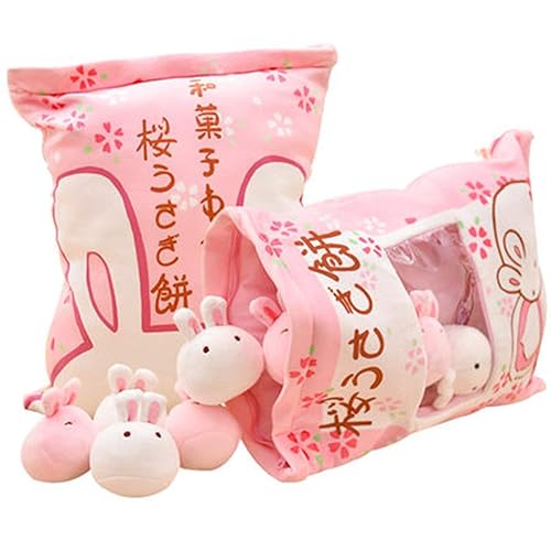 Rabbit Bunny Plush Toy Plushie Stuffed Animals Doll Baby Kids Cute Bag of Cherry Blossom Bunnies Plush Toy Soft Throw Pillow Stuffed Animal Toys Creative Gifts(40CM)