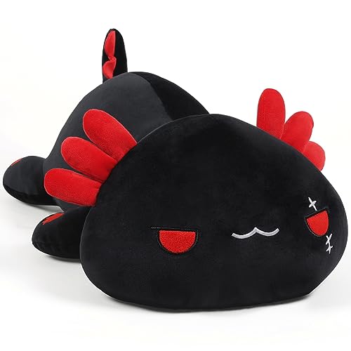 SNOWOLF Black Axolotl Plush Pillow Cute and Soft Axolotl Stuffed Animal Kawaii Plushie Toy Great Gift for Kids and Adult, 19.7" - Black Axolotl - 50CM/19.7Inch