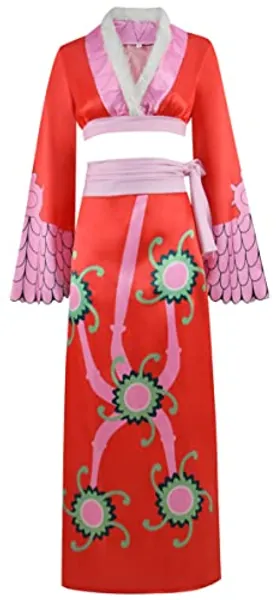 Gionli Adult Anime Cosplay Suit Queen Boa Hancock Cheongsam Halloween Costume Womens Kimono Dress Cloak Outfit