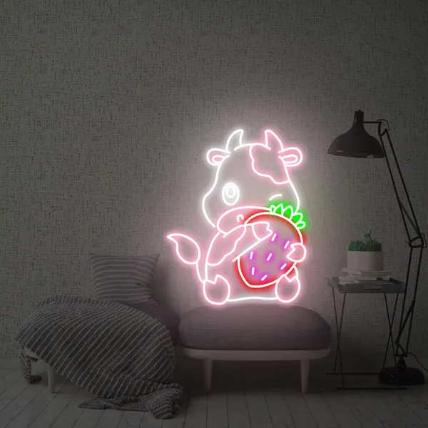 strawberry cow neon sign ♡