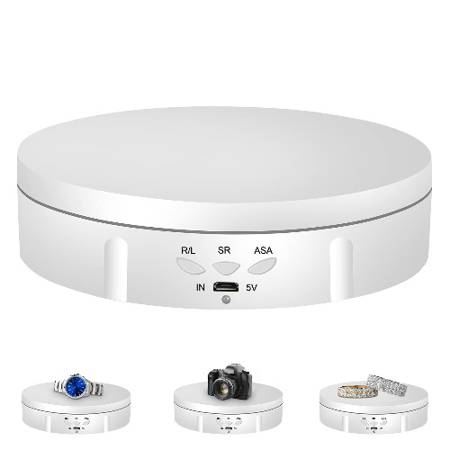 Napacoh Drehteller Elektrisch, Elektrischer 360-Grad-Drehteller Für Die Fotografie, Automatische Drehplattform, Perfekt Für 360-Grad-Bilder, Produktanzeige, Schmuckuhrenhalter Weiß - 
