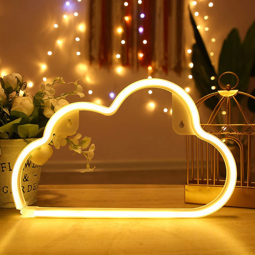 LED Wolke Neon Schild Neon Light Sign Cloud Deko,Wolke Leuchtreklame Hängende Neonlicht Batterie oder USB Powered,Wandleuchte Wolkelicht für Schlafzimmer,Kinderzimmer,Bar Party,Weihnachten Geschenke - Wolke Led