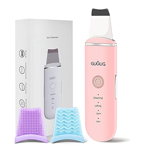 GUGUG Skin Scrubber Face Spatula - Skin Spatula Blackhead Remover Pore Cleaner with 4 Modes,Skin Care Tools, Comedones Extractor for Facial Deep Cleansing (Pink)- 2 Silicone Covers Included - Pink