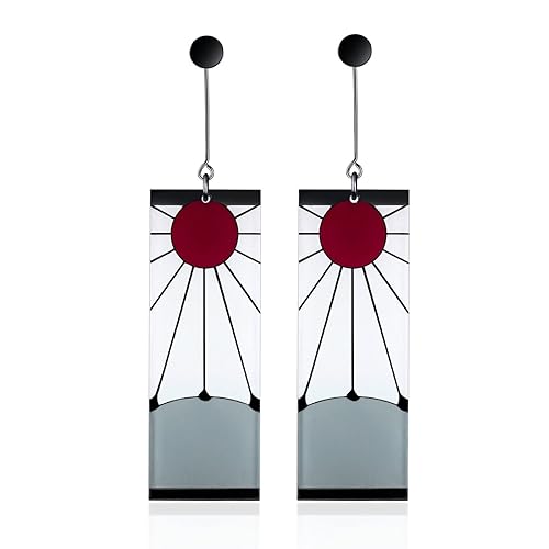 925 Sterling Silver Tanjiro Earrings,Anime Cosplay Tanjiro Black Earrings Ear clip For Men Women Earrings - E1