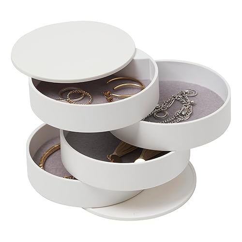 Yamazaki Home Secti Oned Jewelry Organizer Nail Art Supplies Earring Accessories Storage Holder Rotating Display ABS Plastic One Size White - Open - White