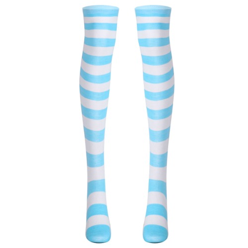 Striped Schoolgirl Thigh High Stockings | blue