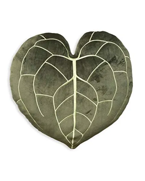Green Philosophy Co. Plush Leaf Pillow 3D Accent Clarinervium Leaf Throw Pillow for Couch Sofa Living Room Home Decor for Plant Lovers, Garden Lovers, Green Thumb Family & Friends