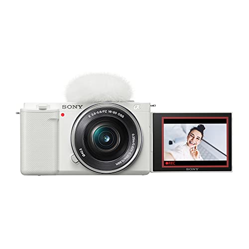 Sony Alpha ZV-E10 - APS-C Interchangeable Lens Mirrorless Vlog Camera Kit - White - White - w/16-50mm - Base