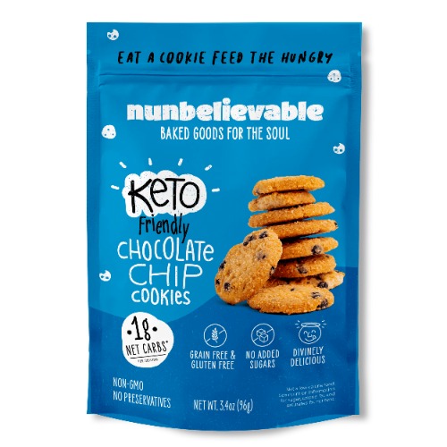 Chocolate Chip Cookies (Low Carb, No Sugar Added, Gluten Free) by Nunbelievable - 3-Pack