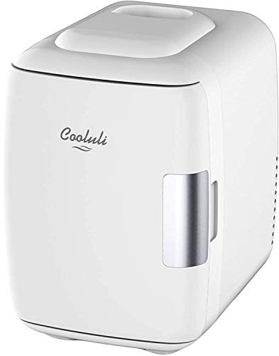 Cooluli Skincare Mini Fridge for Bedroom - Car, Office Desk & Dorm Room - Portable 4L/6 Can Electric Plug In Cooler & Warmer for Food, Drinks, Beauty & Makeup - 12v AC/DC & Exclusive USB Option, White - White