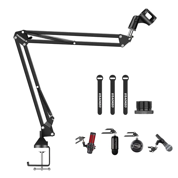 Microphone Boom Arm,Aokeo AK-35 Adjustable Compact Mic Suspension Boom Scissor Arm Stand For Blue Yeti,Snowball iCE, HyperX QuadCast,Elgato Wave,Etc