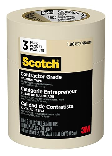 Scotch Painter's Tape Contractor Grade Masking Tape, 3 Rolls, 1.88 in x 60.1 yd, Holds to Surfaces For Up to 3 days, Removes Easily Without Leaving Sticky Residue, Interior & Exterior Use (2020-48EP3)