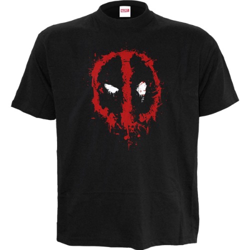 MARVEL DEADPOOL - SPLAT - Front Print T-Shirt Black - XXL