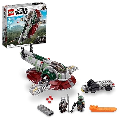 LEGO Star Wars Boba Fett Starship 75312 Building Toy - Mandalorian Model Set Featuring Iconic Starfighter with Rotating Wings and 2 Minifigures, Fun and Imaginative Build for Kids Age 9+ - Multicolor