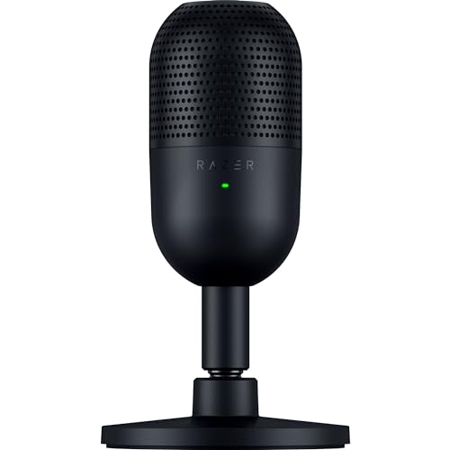 Razer Seiren V3 Mini - Ultra-compact USB Microphone (14 mm Condenser Mic, Supercardioid Pickup Pattern, Tap-to-Mute Sensor with LED Indicator, Built-in Shock Absorber, Plug-and-Play Design) Black - Mini V3 - Black