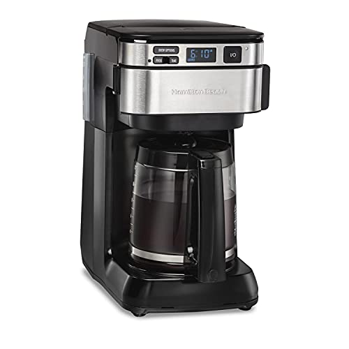 Hamilton Beach Programmable Coffee Maker, 12 Cups, Front Access Easy Fill, Pause & Serve, 3 Brewing Options, Black (46310) - 46310