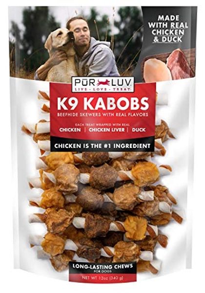 Pur Luv K9 Kabob Real Chicken and Duck Dog Treats, Flavor, Made with Chicken, Duck, Beef, Healthy, Easily Digestible, Long Lasting, High Protein , 12 oz