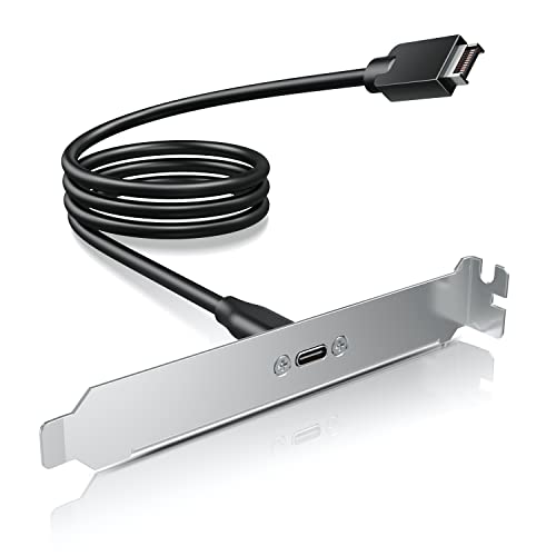 GRAUGEAR USB 3.2 Gen 2 USB-C Front Panel Adapter, Motherboard Header Extension Cable, USB-C Female to 20-pin USB Type-E A-Key Male Connector with PCIe Full Height Bracket, 19.6 in [G-AD-ETC-10G]