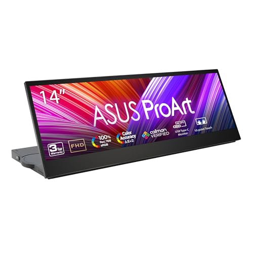 ASUS ProArt Display 27” 1440P Professional Monitor (PA278CGV) - IPS, QHD (2560 x 1440), 144Hz, 95% DCI-P3, ΔE < 2, Calman Verified, USB-C PD 90W, FreeSync Premium, DisplayHDR 400, Height Adjustable - 14" 32:9 Touch USB-C MPP2.0 Pen
