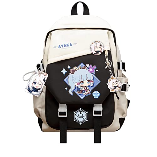 Dalicoter Genshin Impact Backpack Kamisato Ayaka Anime Laptop Bookbag Student Backpack 3D Print School Bags Travel Backpack With Gift - Kamisato Ayaka - One Size(16.9"x11.8"x5.5")