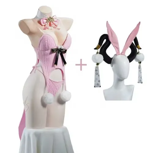 Anime Azur Lane Owari przebranie na karnawał króliczek Owari garsonka Owari różowy sweter do zmywarki projekt Anime Cosplay - AliExpress 200000532