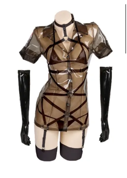 Nurse Cosplay Costume Sexy Lingerie Set Black See Through