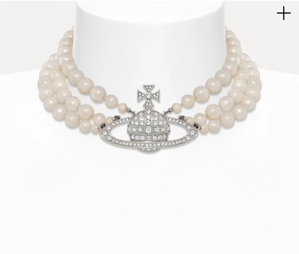 Three Row Pearl Bas Relief Choker