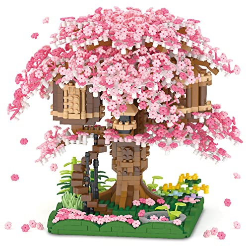 Vziimo Cherry Blossom Bonsai Tree Building Set, Japanese Sakura Tree House Model Sets for Adults, 2028Pcs Mini Micro Bricks Collectible Creative Gift for Teens Girls 14+ - Pink Bonsai Tree