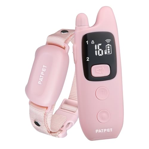 PATPET Dog Shock Collar with Remote - Waterproof Dog Training Collar for Small Medium Large Dogs with Beep, Vibration and 16 Static Levels Shock - Pink