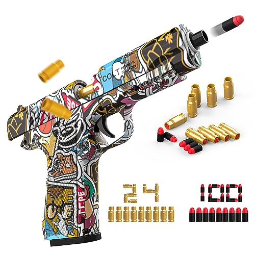 Toy Gun, Plastic Shell Ejecting Pistol Blaster with Soft Foam Bullet&Magazine, Kids Educational Gadget Shooting Game, Birthday Stocking Filler Xmas Gift/Present for Children Boys Girls Teenager - Multicolor