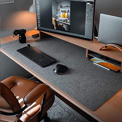 DawnTrees100X40CM Non-Slip Felt Desk Pad|Desk Pad Protector |Office Felt Desk Mat |Keyboard Pad | Extra Large Felt Mouse Pad…… - DARK GREY - 100X40CM