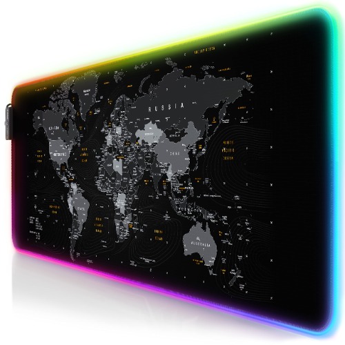 TITANWOLF XXL RGB Gaming Mouse Mat Pad - 800x300mm - XXXL Extended Large LED Mousepad - 11 Multi colors and effect modes - Non Slip Rubber Base - Computer Keyboard Mice Mat for Macbook PC World Map