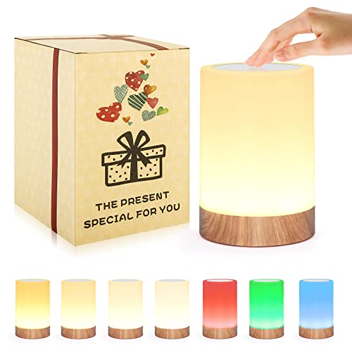 UNIFUN Table Lamp, Touch Sensor Bedside Lamps, Dimmable Warm White & Color Changing RGB Light for Bedroom,Living Room Gift Pack for Mom, Father’s Day and Other Holiday Use (Taller Size)… - Taller Size