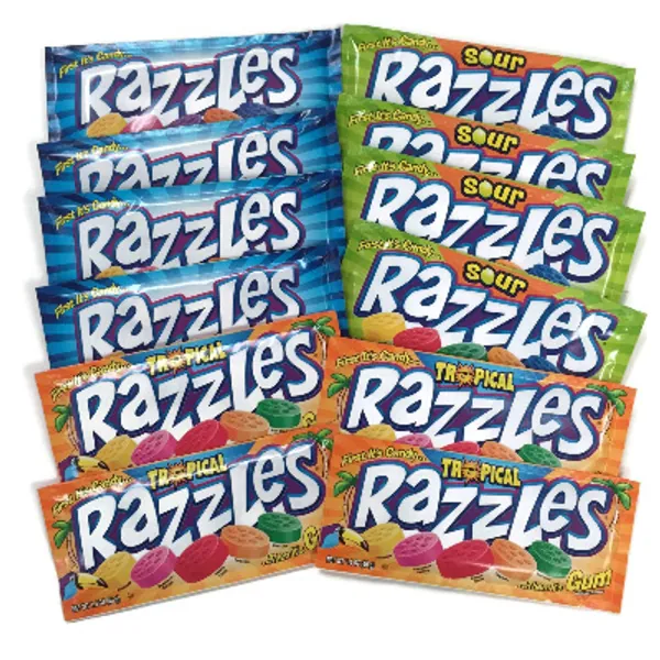 Razzles Gum Candies 12-pack Variety, 1.4 oz. Packages [4 of each flavor]