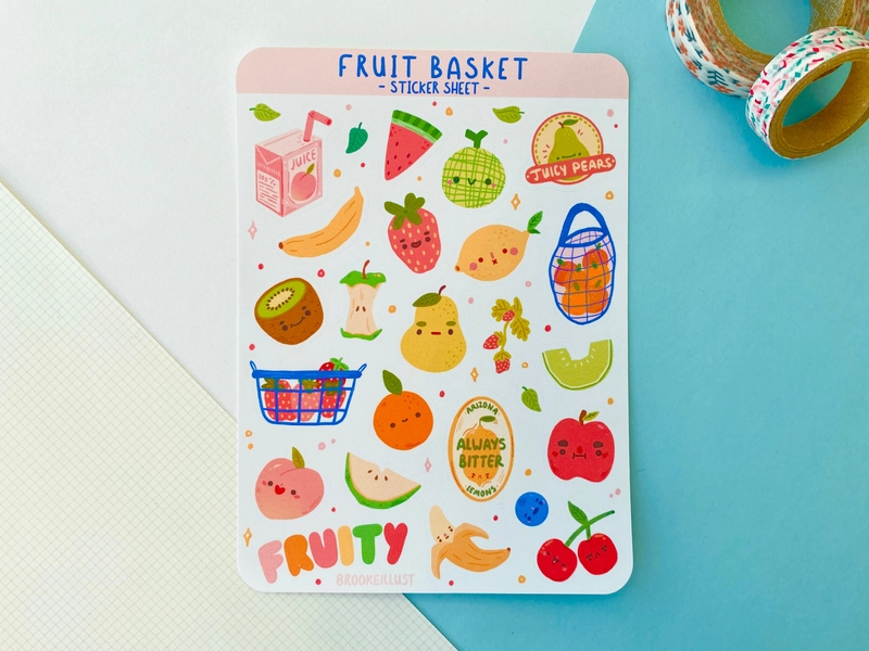 Fruit Basket Sticker Sheet - Planner & Journal Stickers
