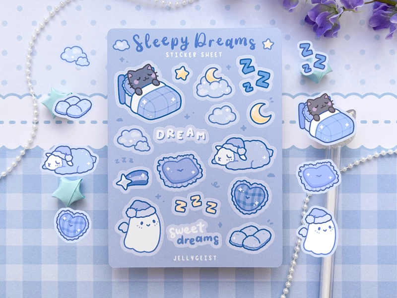 Sleepy Dreams Sticker Sheet | Cute for Planners Bullet Journal Notebook or Scrapbook