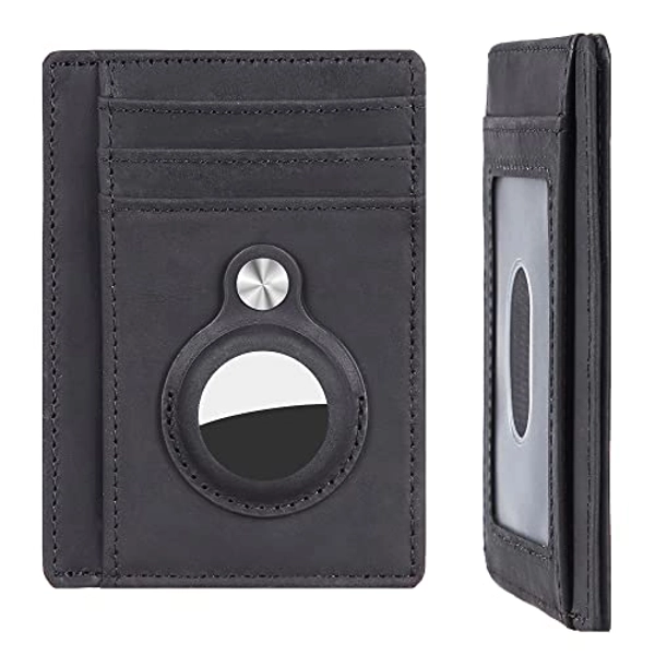 Hawanik Slim Minimalist Front Pocket Wallet with Built-in Case Holder for AirTag