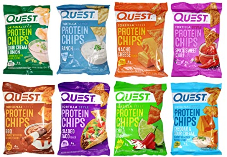 Quest Tortilla Style Protein Chips - 8 Flavors of Cheddar & Sour Cream, Spicy Sweet Chili, Ranch, Loaded Taco, Chili lime, BBQ, Sour Cream & Onion, and Nacho Cheese | Niro Assortment - 8 Pack