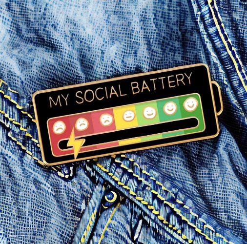 My Social Battery Mood Slide Enamel Pin | Black