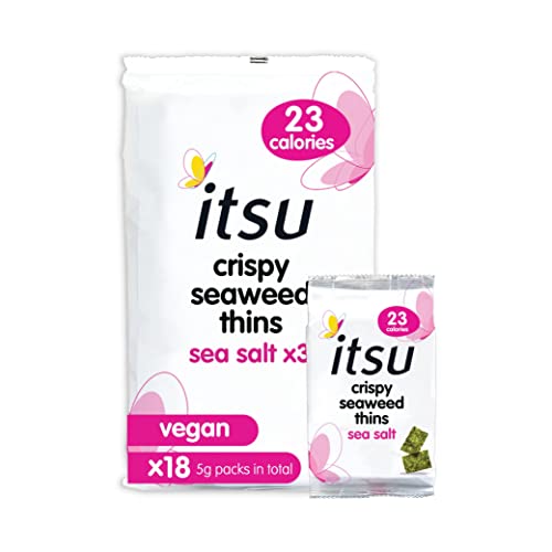 Itsu Crispy Seaweed Thins Healthy Snack 5g (Pack of 18) | Vegan | Low Calorie | Sea Salt Flavour - Single