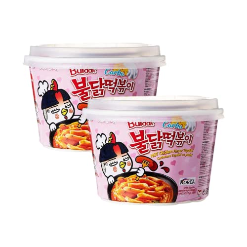 Samyang Carbonara Tteokbokki 179g (Pack of 2) - Hot Chicken Flavour Buldak Rice Cakes Topokki Korean Food - 1 Count (Pack of 2)