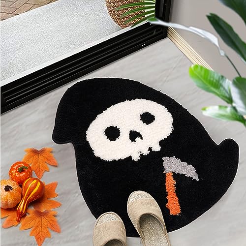 Bathroom Rug Bathroom Mat Cute Halloween Rug, Non Slip Absorbent Bath Rug for Bathroom, Soft Indoor Doormats Halloween Mat Kawaii Halloween Decor Mat (54cmx62cm) - Black