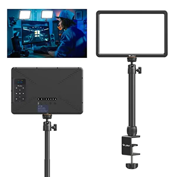 VIJIM K20 Professional Key Light with 600 lumens and 10W, 11" Desk Mount LED Video Light Panel Lighting Kit with Remote, 2500K-9000K Bi-Color Photography streaming light for YouTube/Live streaming