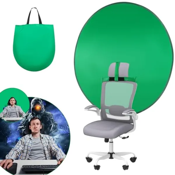 Green Screen Background with Stand,1.42m(4.65ft) Collapsible Greenscreen Backdrop,Pop Up Green Screen with Storage Bag，Portable Backdrop for Photography,Gaming,Live Streaming,Zoom Meeting and Gaming