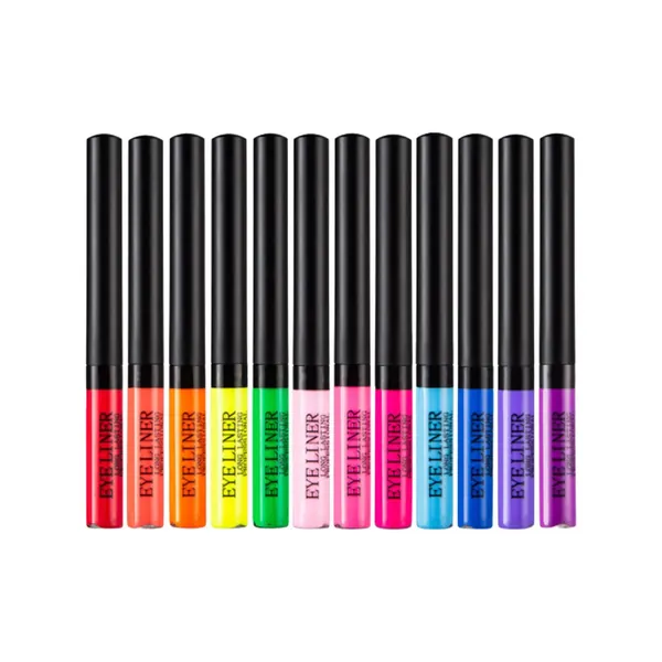 12 Colours Liquid Eyeliners - Colorful Liquid Eyeliner Pen Set, Long Lasting Rainbow Glitter Eyeliner Pencil, Anti-Smudge, Quick-Drying Waterproof, Easy to Apply B/m